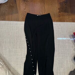 10 Crosby Derek Lam Black Straight Leg Pants with Shiny Embellishments